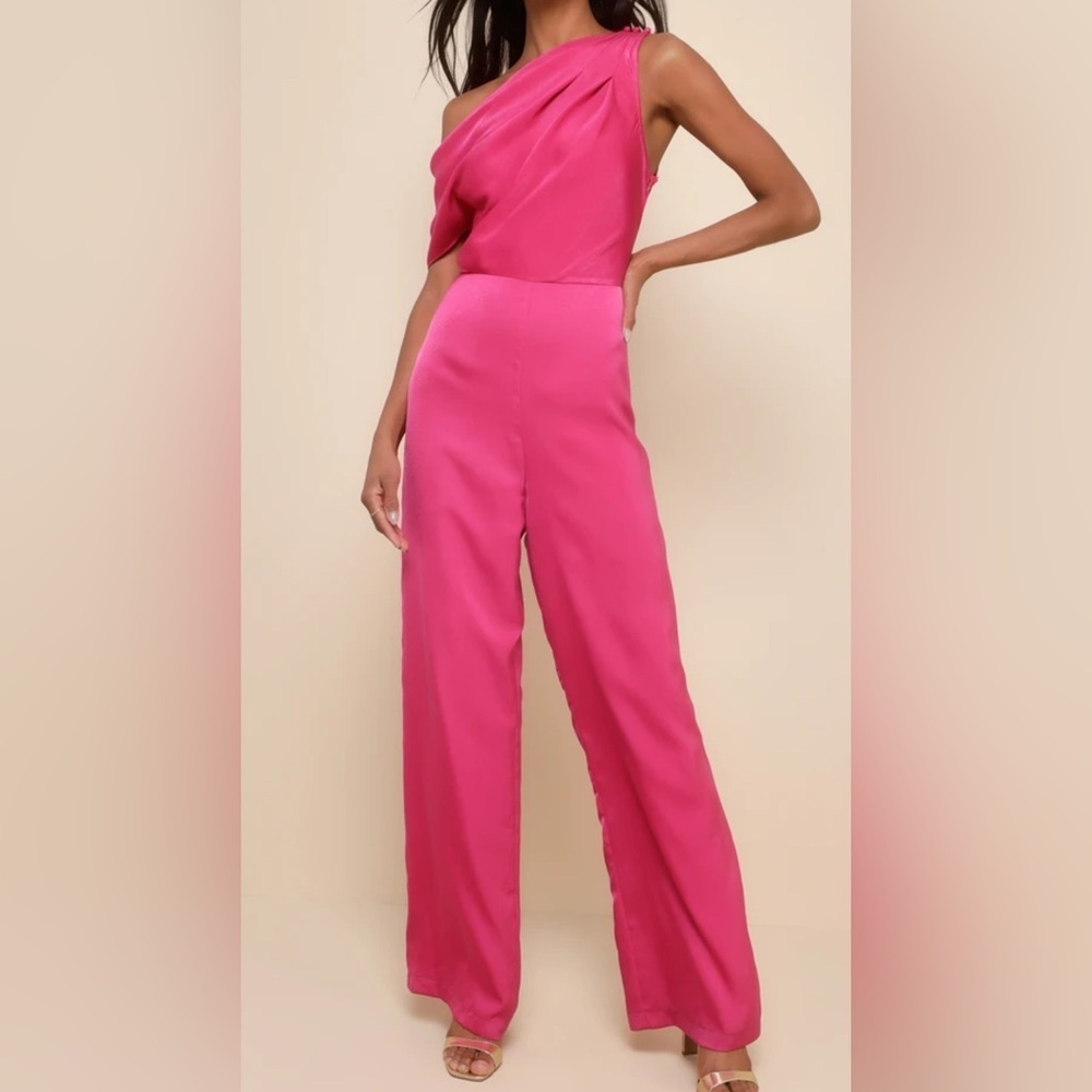 Lulus NWT Babe Energy hot pink jumpsuit, XL